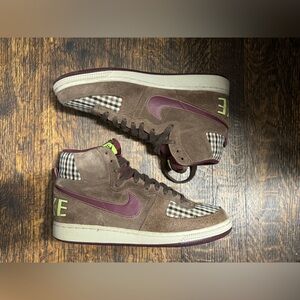 2008 Vintage Nike Terminator High Tartan Plaid Brown Suede Men Size 9